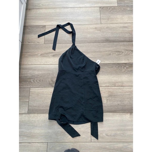 Urban Outfitters Halter Neck Black Mini Silk Dress - Picture 1 of 3